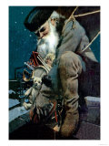 Buy Santa Crouches on the Roof with an Armful of Toys at AllPosters.com