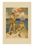Marines Signaling from Shore to Ships at Sea