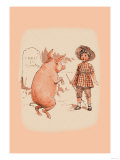 Pig on Hind Legs and Little Girl
