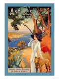 Buy Antibes, Lady in White with Parasol and Dog at AllPosters.com