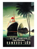 Hamburg to Rio de Janeiro on the Cap Arcona Steamship Premium Poster