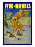 Two Players Skating Towards the Bouncing Puck