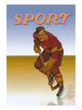 Hockey Player Shredding Ice Premium Poster