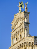 Upper Loggias, West Front of San Michele (Crowned by Archangel Statue), Lucca, Tuscany, Italy