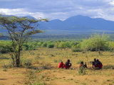 Buy Bushland with Maasai Tribesmen, Mukogodo Hills, Laikihia, Kenya at AllPosters.com