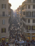 Via Condotti from the Spanish Steps, Rome, Lazio, Italy, Europe
