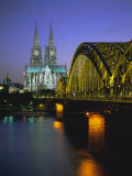 Bridge Over the River Rhine, and Cathedral (Dom), Cologne (Koln), North Rhine Westphalia, Germany