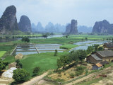 Farmland and Rock Formations of Guangxi, Guilin Province, China