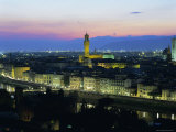 View Over City at Night from Piazzale Michelangelo, Florence, Tuscany, Italy, Europe