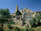 Houses and the Cathedral from the South of the City of Segovia, Castilla Y Leon, Spain