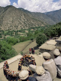 Men Watching Kalash Women Dancing, Spring Festival, Joshi, Bumburet Valley, Pakistan, Asia