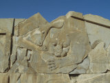 Carving of Lion and Bull on Tripylon Staircase, Persepolis, Iran, Middle East