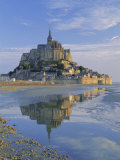 Mont St. Michel (Mont Saint-Michel) Reflected in Water, Manche, Normandy, France, Europe