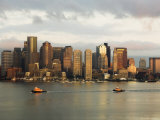 The Skyline of the Financial District Across Boston Harbor at Dawn, Boston, Massachusetts, USA