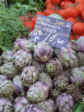 Artichokes for Sale on Market in the Rue Ste. Claire, Annecy, Haute Savoie, Rhone-Alpes, France