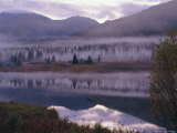 Buy Dawn Mist in Autumnal Colours and Hunters Cabin Closed for the Winter, Kenai Peninsula, Alaska, USA at AllPosters.com