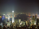 Hong Kong Skyline by Night from the Peak on Hong Kong Island, Hong Kong, China, Asia