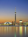 City Skyline Including Cn Tower in the Evening, Toronto, Ontario, Canada