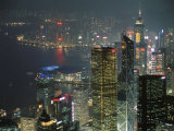 Skyline and Victoria Harbour at Night from the Peak, Hong Kong Island, Hong Kong, China, Asia