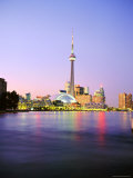 The Cn Tower Rises Above the City Skyline at Dusk, Toronto, Ontario, Canada