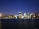 Full Moon Rising Over Lower Manhattan Skyline Across the Hudson River, New York City, New York, USA