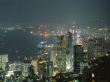 Skyline and Victoria Harbour at Night from the Peak, Hong Kong Island, Hong Kong, China, Asia