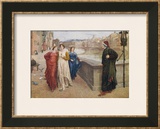 Dante Alighieri Italian Writer Meeting His Beloved Beatrice Portinari on the Lung