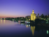 Torre Del Oro and Rio Guadelquivir in the Evening, Seville (Sevilla), Andalucia (Andalusia), Spain
