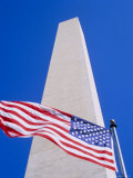 Buy Memorial and the American Flag, the Stars and Stripes Flying in Washington DC, USA at AllPosters.com