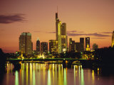 City Skyline at Sunset, Frankfurt-Am-Main, Hessen, Germany, Europe