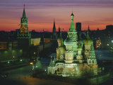 Sunset Over Red Square, the Kremlin, Moscow, Russia