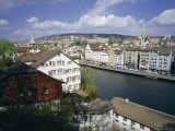 General View from Lindenhof of the City Across the Zimmat River, Zurich, Switzerland, Europe