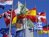 Some of the Flags of the European Union, La Defense, Paris, France, Europe