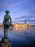 Buy Statue and City Skyline, Stockholm, Sweden, Scandinavia, Europe at AllPosters.com