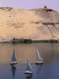 Buy Three Feluccas on the River Nile, Aswan, Nubia, Egypt, North Africa, Africa at AllPosters.com