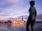 View of Riddar-Holmen (Riddarholmen) at Dusk in Winter, Stockholm, Sweden, Scandinavia, Europe