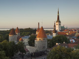 Buy Medieval Town Walls and Spire of St. Olavs Church at Dusk, Tallinn, Estonia, Baltic States, Europe at AllPosters.com