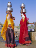 Two Women by a Well Carrying Water Pots, Barmer, Rajasthan, India