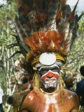 Buy Highland Student with Facial and Body Decoration and Head Dress of Feathers, Papua New Guinea at AllPosters.com