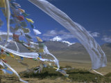 Buy Prayer Flags on Top of Low Pass on Barga Plain, with Mount Kailas (Kailash) Beyond, Tibet, China at AllPosters.com