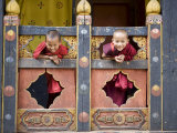 Young Buddhist Monks, Paro Dzong, Paro, Bhutan, Asia