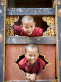 Young Buddhist Monks, Paro Dzong, Paro, Bhutan, Asia