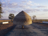 Buy Person Carrying Huge Umbrella on Road at Dusk, India at AllPosters.com