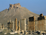 Grand Colonnade and the Arab Castle, Palmyra, Unesco World Heritage Site, Syria, Middle East