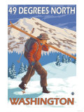 Skier Carrying Snow Skis, 49 Degrees North, Washington