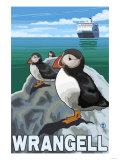Puffins & Cruise Ship, Wrangell, Alaska