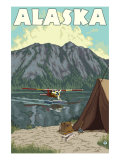 Bush Plane and Fishing, Alaska Premium Poster