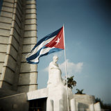 Buy Cuban Flag and Jose Marti Memorial, Plaza De La Revolucion, Havana, Cuba, West Indies at AllPosters.com