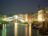 The Grand Canal and Rialto Bridge at Dusk, Venice, Unesco World Heritage Site, Veneto, Italy