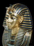 Tutankhamun's Funeral Mask in Solid Gold Inlaid with Semi-Precious Stones, Thebes, Egypt